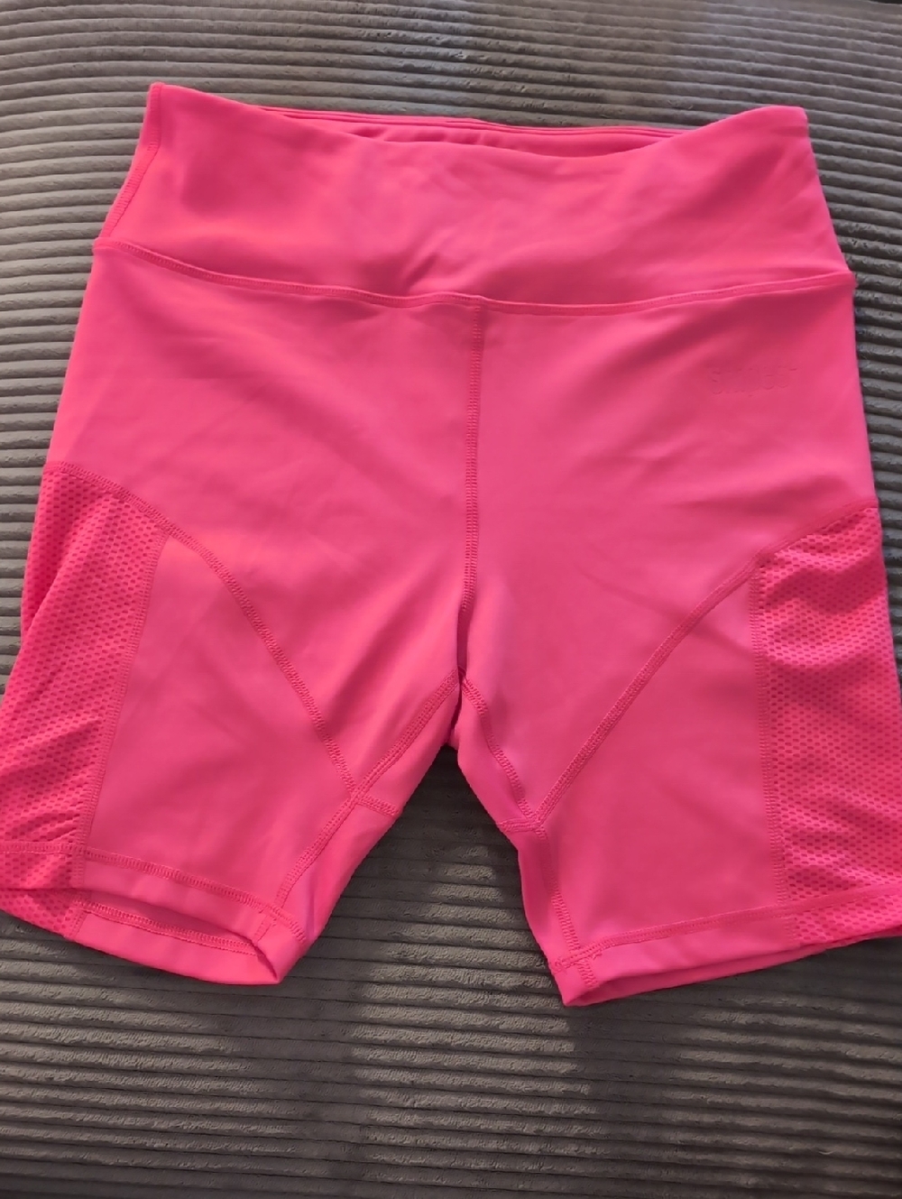 Women’s High-Rise Pink Bike Shorts with Mesh Panels